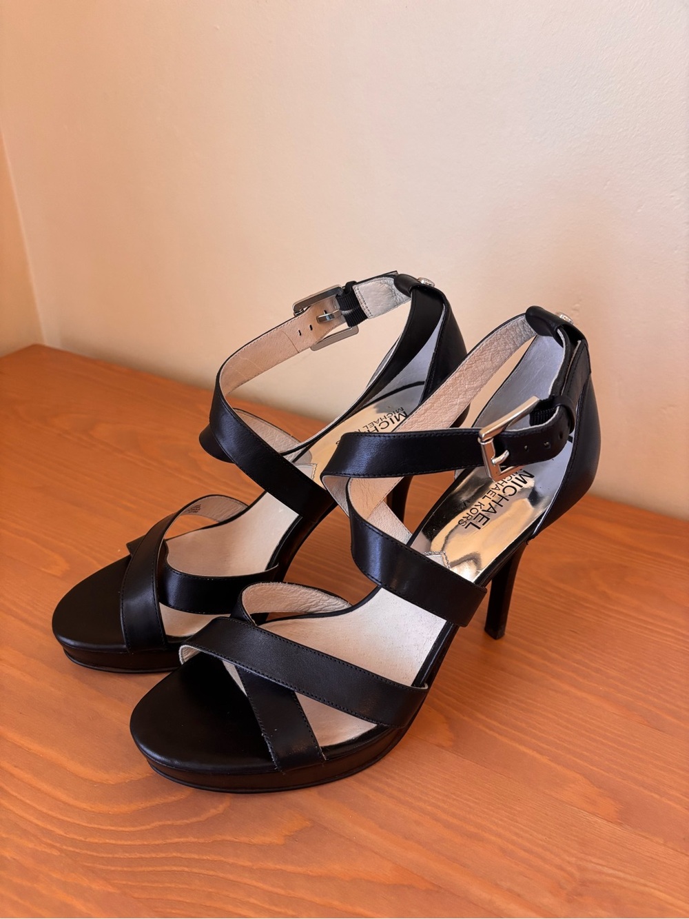 Michael Kors Black Strappy High-Heel Sandals Evie Women’s Size 9 Dressy Formal